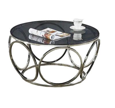 China Sinochic living room furniture stainless steel decoration center glass tea table glass top modern coffee table for sale