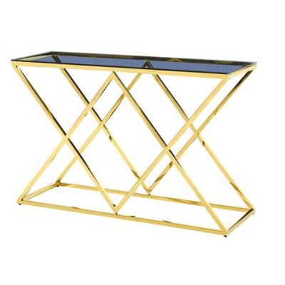 China Modern Design Hallway Luxury stainless steel blue glass Console Table à venda