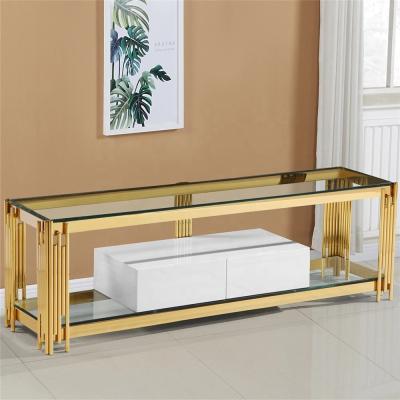 Chine Sinochic Luxury TV Cabinet Living Room Furniture Gold Unit Stainless Steel Frame TV Bench Simple Style Long Thin Tv Stand à vendre