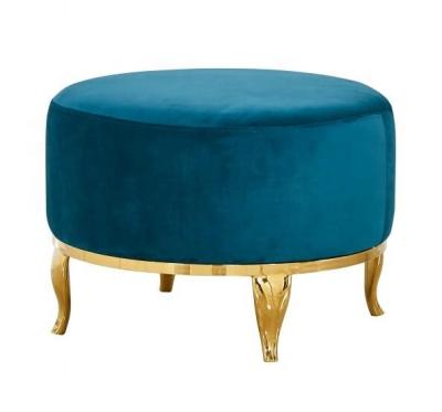 China velvet ottoman stool metal upholstered ottoman pouf velvet round ottoman coffee table bench stool for sale