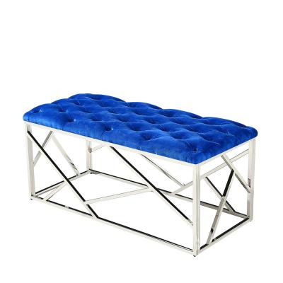 Chine High quality luxury silver metal frame comfortable velvet bedroom Bench à vendre