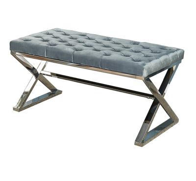 China High quality luxury stainless steel frame comfortable fabric bedroom Bench à venda