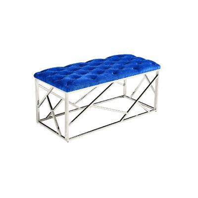 Chine luxury living room furniture stainless steel tufted velvet ottoman bench à vendre