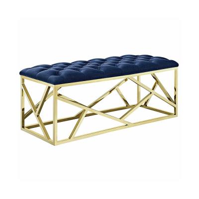 Chine accent indoor home furniture shoe sofa bench polished stainless steel frame long bench stool à vendre