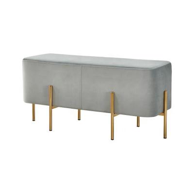 China Nordic Furniture sofa bench fabric bench for bedroom chromed steel golden legs pink bed end chair à venda