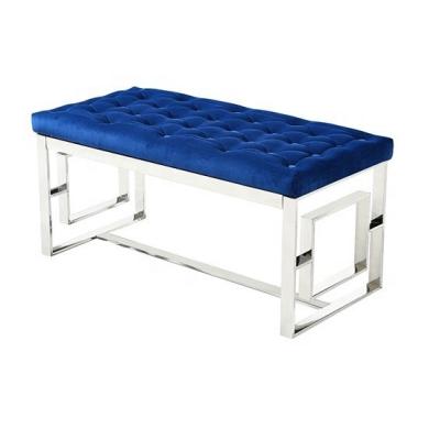 China Sinochic Wholesale living room velvet bench seat bedroom furniture fabric velvet steel lounge ottoman stool chair for sale