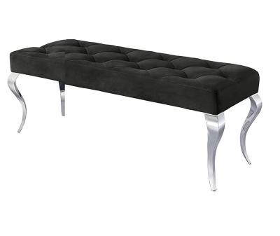 China Living Room Velvet Custhion Ottoman Bench Stainless Steel Modern Shoe Storage Bench Single Seat Bench à venda