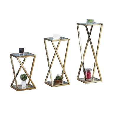 Κίνα modern design fancy wedding metal frame glass top stainless steel flower stand προς πώληση