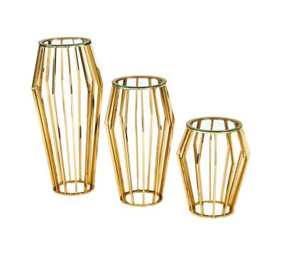 China Sinochic golden stainless steel party flower stand wedding flower plant stand home office flower pots à venda