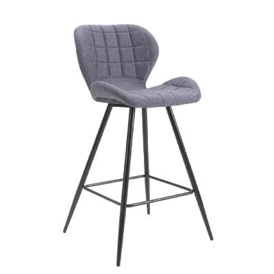 China Vintage comfortable fabric Bar Stools Upholstered powder coated legs high bar chair en venta