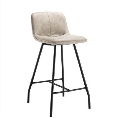 China Modern Nordic style high counter stool black PU imitation leather powder coated metal leg bar chair for sale