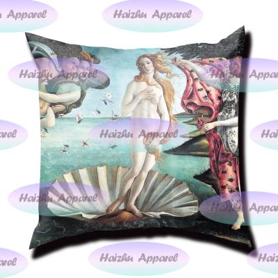 China Anti-Static Custom Medieval Classical Oil Painting Pillow Cover Luxury Square Printed Pillow Cover Polyester Valentine's Day Pillow Cover for sale