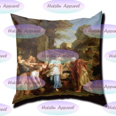 China Anti-Static Custom Medieval Classical Oil Painting Pillow Covers Luxury Printed Square Pillow Cover Polyester Pillow Cover for sale