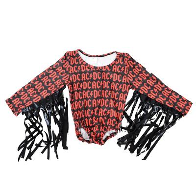 China Milk Baby Romper Silk Hot Selling Printed Long Sleeve With Tassel Outfit for sale