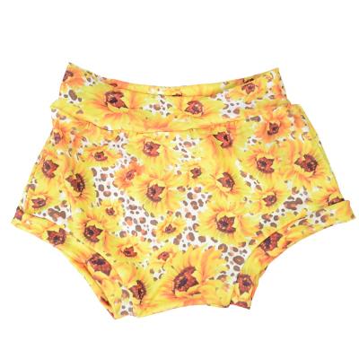 China Anti-wrinkle girl shorts baby summer sunflower wholesale printing shorts girl's boutique clothing for sale