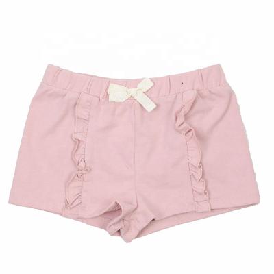 China Girls Hot Cotton Summer Anti-wrinkle 100% Solid Sale Ruffle Shorts Skin-friendly Babies Shorts Kids Boutique Clothing for sale