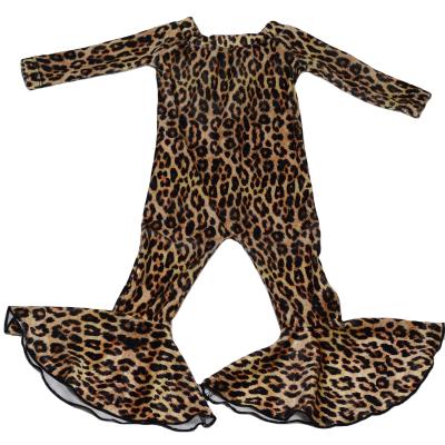 China Hot Selling Velvet Romper Boys Girls Leopard Newborn Baby Romper Infant Children's Overalls for sale