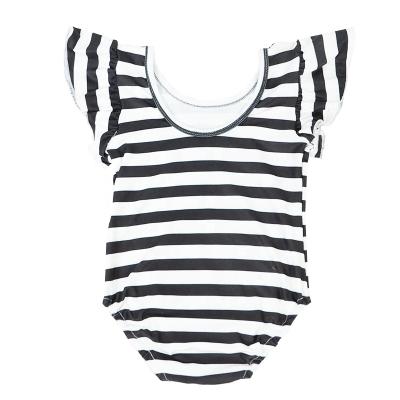 China New Cotton Girls Summer Romper Infant Black Sleeve Flight Overalls White 100% Bar Printing Lovely Baby Overalls Sets for sale