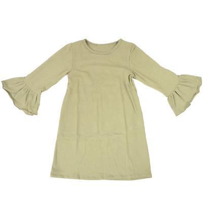 China Anti-Static Children's Clothing Factory Wholesale Girls Solid Cotton Long Sleeve Dress for sale