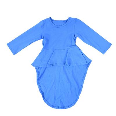 China Lovely Girls Baby Shirts Half Sleeve Solid Color Hot Sale Girls High Low Shirt Anti-Static Ruffle Shirts for sale