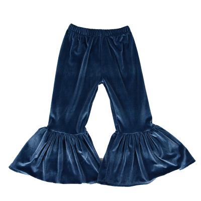 China Anti-wrinkle winter velvet girl flare pants kids boutique bell bottom fashionable pants for sale