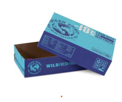 China Recycled Materials 5 Kg 7.5 Kg 10 Kg Shimp Frozen Seafood Cardboard Boxes Seafood Packs for sale