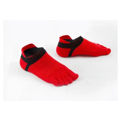 China QUICK DRY Custom Colored Mesh Breathable Combed Cotton Show No Five Finger Five Toe Socks for sale