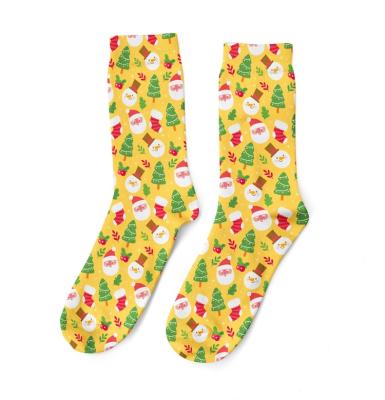 China Essential Leisure Cute Yellow Christmas Gift Sublimation Print Printing Women's Socks for sale