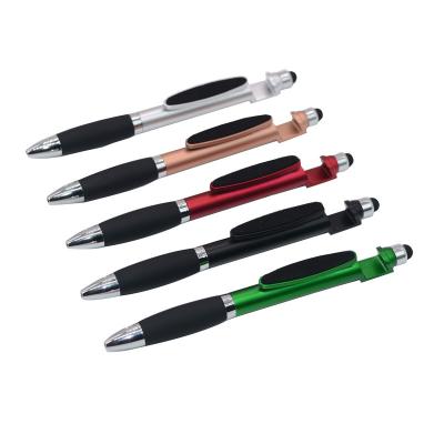 China Plastic Promotional Pen 3 In 1 Touch Screen Stylus Pens With Mobile Stand for sale