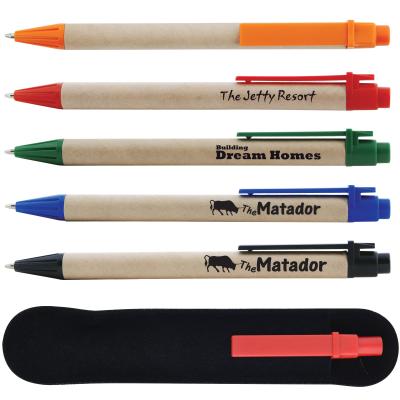 China Eco-friendly Promotional Recycled Paper Ball Pen Cardboard Barrel Tube Pen Low MOQ With Logo for sale