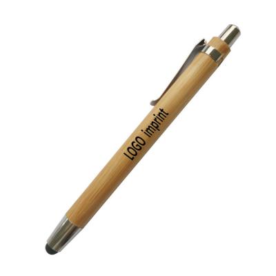 China Promotional Pen Most Popular Customer Laser Logo Eco-Friendly Bamboo Wooden Ballpoint Pen With Touch Screen Stylus for sale