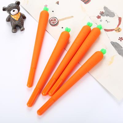 China Promotional Custom Cute Cartoon Silicone Novelty Pen Carrot Plastic Ball Pen For Kids for sale