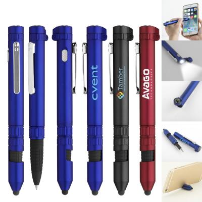 China Promotional Service Pen Rainer 7-in-1 Research Multi Tool Ball Pen with Field Compass Torch Stylus Mobile Phone Holder for sale