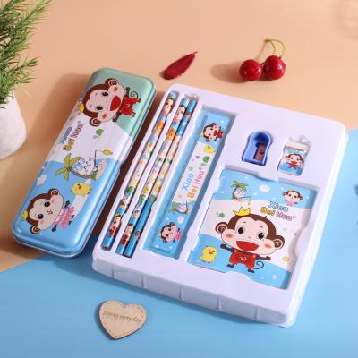 China Muli function back to school children kids gift stationery sets including: pencil case, pencil + ruler+sharpener+ eraser+kids notebook for sale