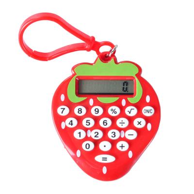 China Universal Use Calculator Fancy Portable Kid's Toy Mini Keychain Strawberry Shape Promotional Gift Calculator for sale