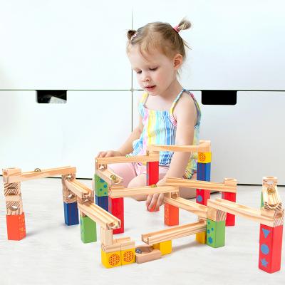 China 2021 Hot Sale 52pcs Toys Eco-friendly Material Wooden Roller Coaster Track Toys Set For Children Play Educational Toys for sale