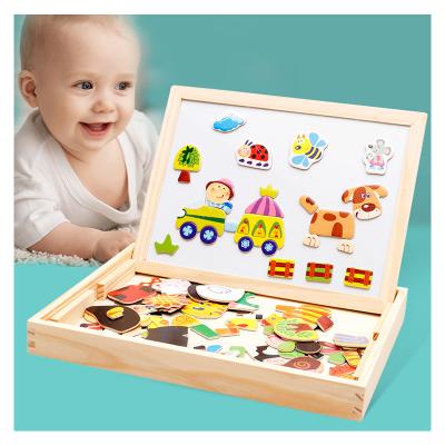 China Magneti Eco-friendly Double Side Wooden Drawing Board Laser Cut Animal Cartoon Model Children's Learning Toy for sale