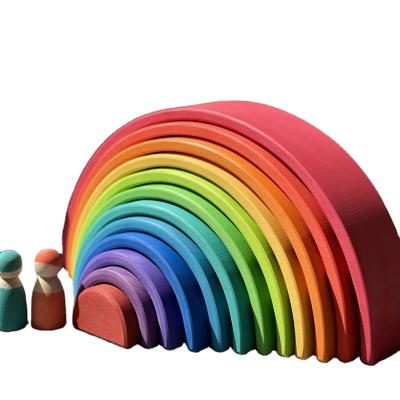 China Creative Montessori Wooden Toys Rainbow Early Educational Montessori Color Bricks Non-toxic Material Learning Building Blocks Building Blocks Stacking Toy for sale