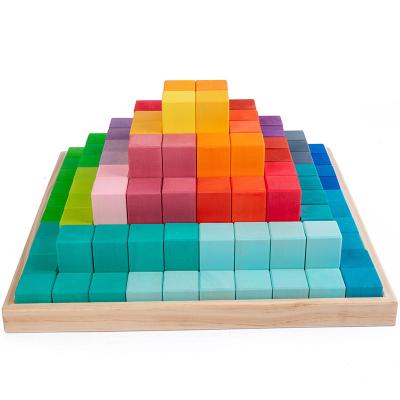 China Building Toy Children's Wooden Montessori Education The First Teaching Aid The Rainbow Pyramid Puzzle Building Block Intellectual Toys for sale