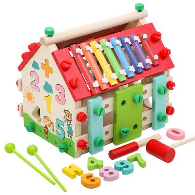 China Hot Selling Toys Wisdom House Multifunctional Smart Room Wooden Ball Hitting Xylophone Screw Home Montessori Matching Early Educational Toys for sale