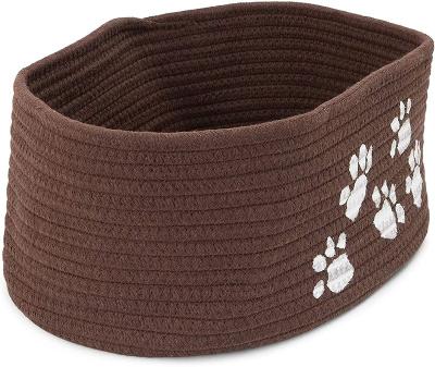 China Breathable Brown Cotton Rope Dog Bed For Small Dog, Oval Pet Bed And Dog Toy Basket for sale