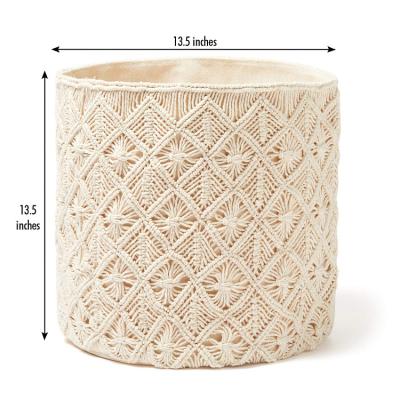 China Yunxin 3-Pack Folding Hand - Woven Natural Cotton Rope Macrame Storage Basket for sale