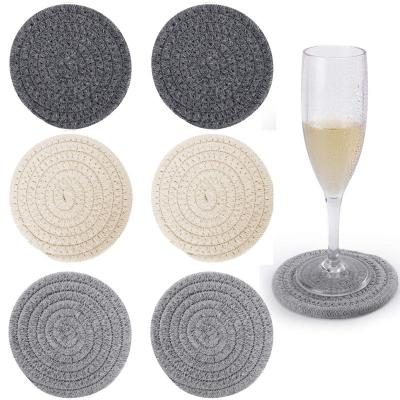 China 6pcs Bohemian Vintage Woven Coasters For Table Pad Water Absorbent Coaster Set Woven Fabric Handmade Coasters for sale