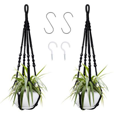 China Yunxin Rustic Macrame Plant Hangers Indoor Outdoor Decor Handmade Plant Hanging Rack Set of 2 Planters for sale