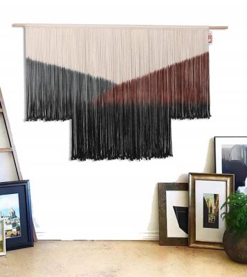 China Bohemian Large 100% Cotton Woven Black Tie Dye Geometric Macrame Wall Hanging Decoration Yarn Bohemian Tapestry for sale