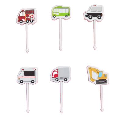 China Cute Disposable ABS Bento Picks Food Picks Fruit Forks Vehicle Animal Food Pick for sale