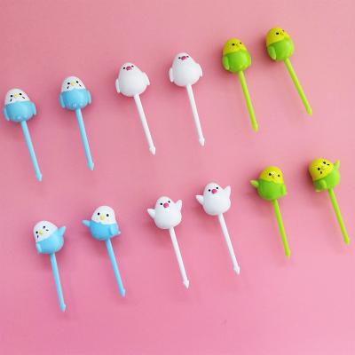 China Cute Disposable ABS Bird Bento Picks Food Picks Fruit Forks Unicorn Food Pick for sale