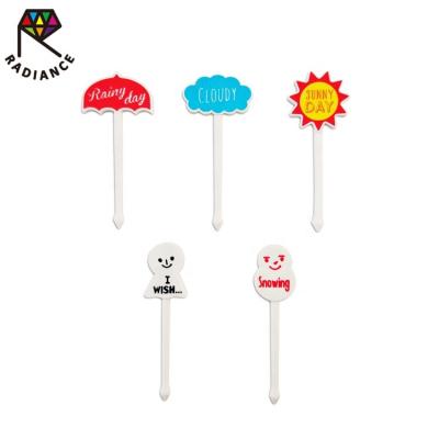 China Disposable ABS Bento Picks Food Picks Fruit Forks Cute Animal Snowman Food Pick for sale