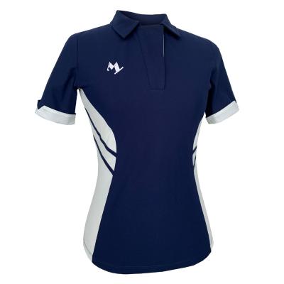 China Moisture Elasticity Neck Sleeve Logo Printed Two Color Women Work Golf Polo Shirt Wicking Short T-Shirt for sale