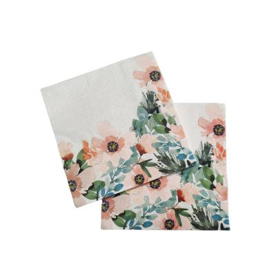 China Factory Colorful Custom 3 Ply 1/4 Fold Paper Napkins Floral Printed Napkins for sale